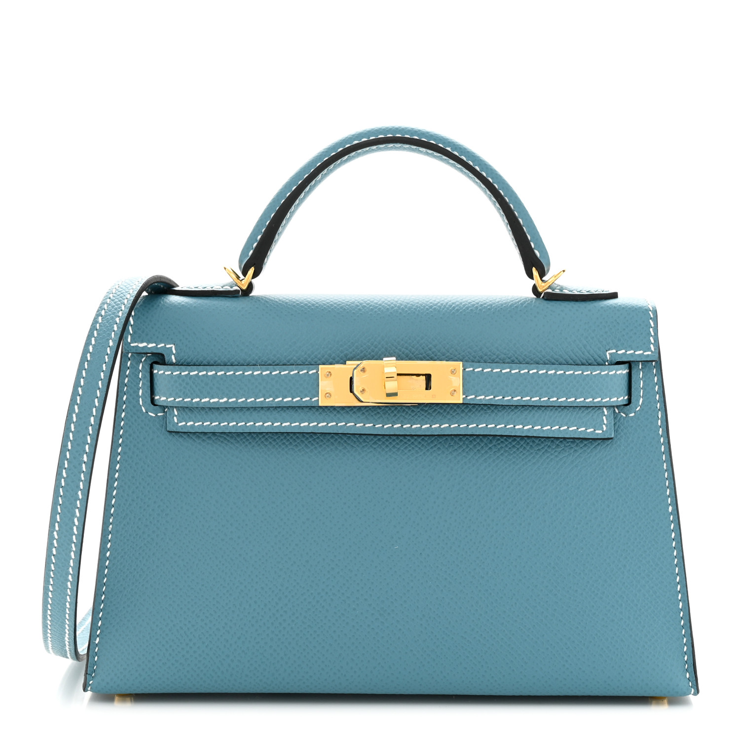 Epsom Mini Kelly Sellier 20 New Blue Jean