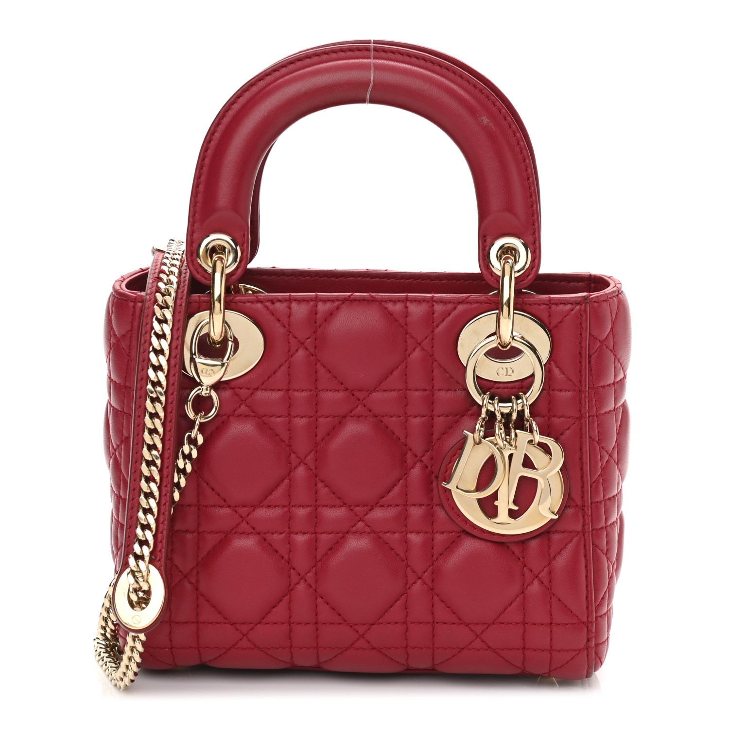 Lambskin Cannage Mini Lady Burgundy