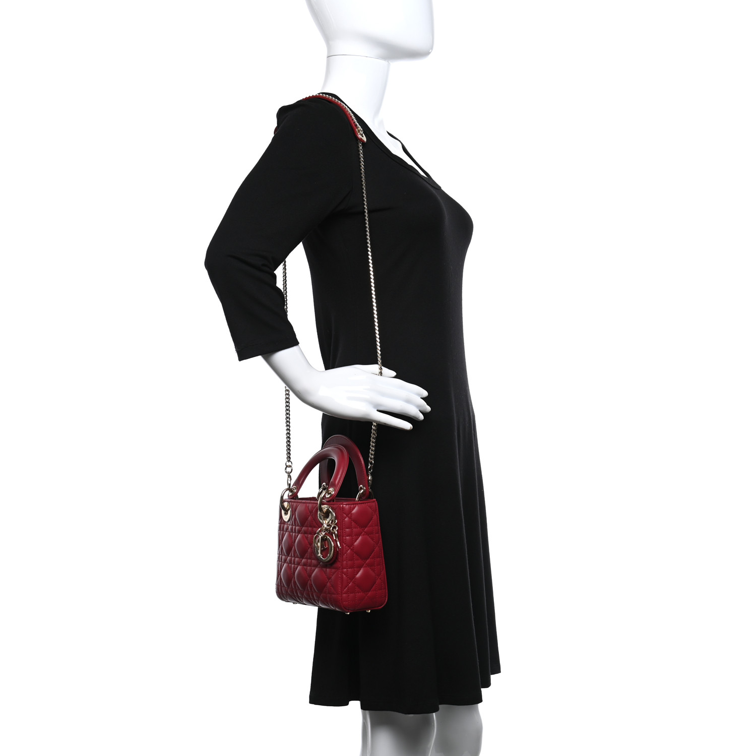 Lambskin Cannage Mini Lady Burgundy